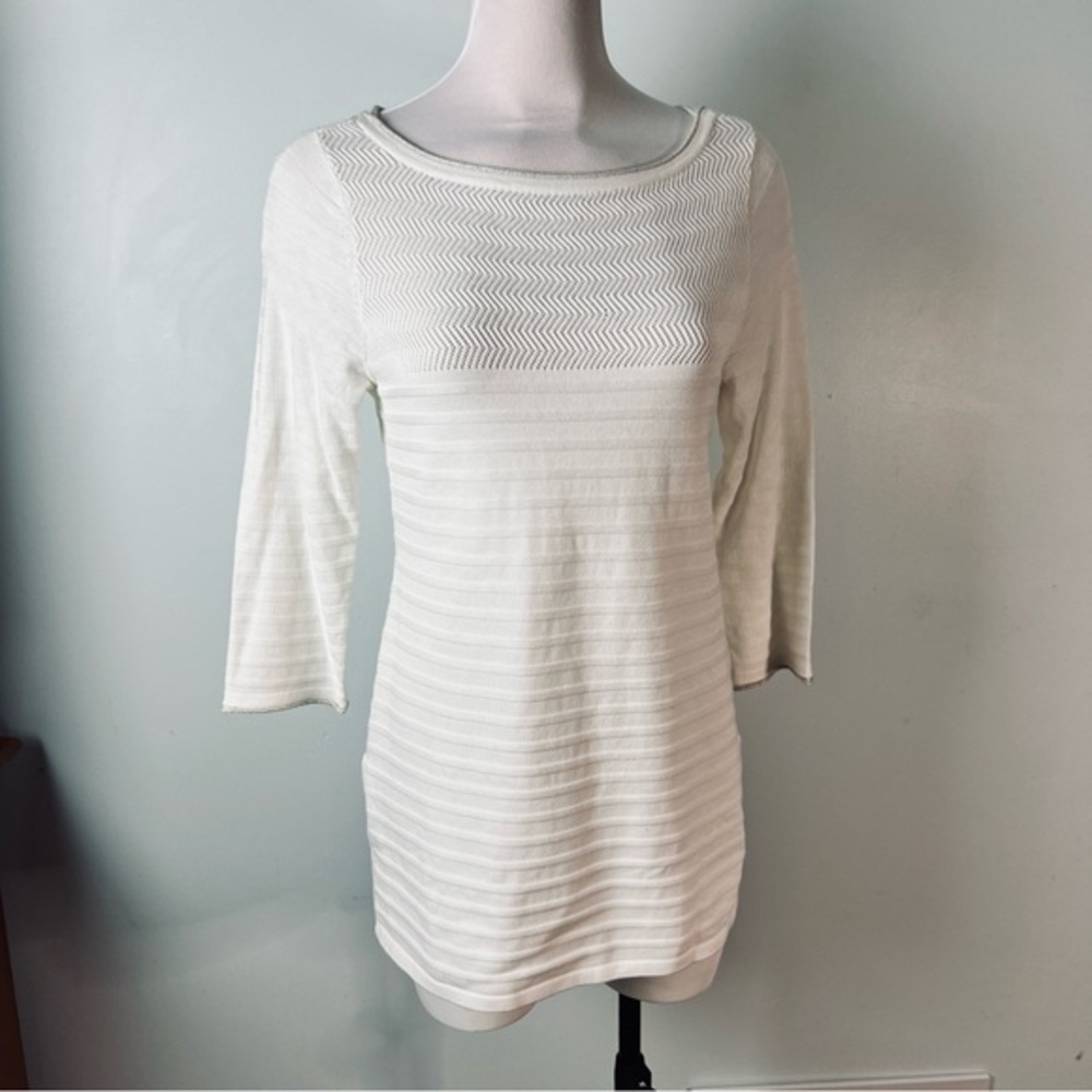 White House Black Market Ivory Knit Tunic Top - Women’s Size Small